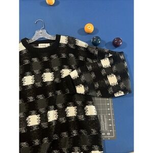 VTG Protege By Tag Sweater Mens XL Tall Black / White Geo Dad / Grandpa Lodge